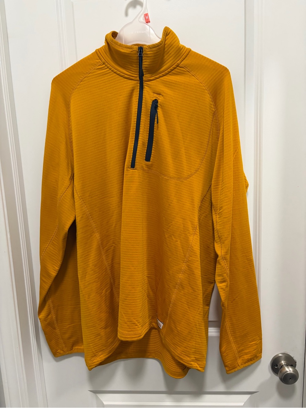 Orvis Outdoor Performance Mustard Yellow Ribbed Pullover 1/4 Zip Size L NWT